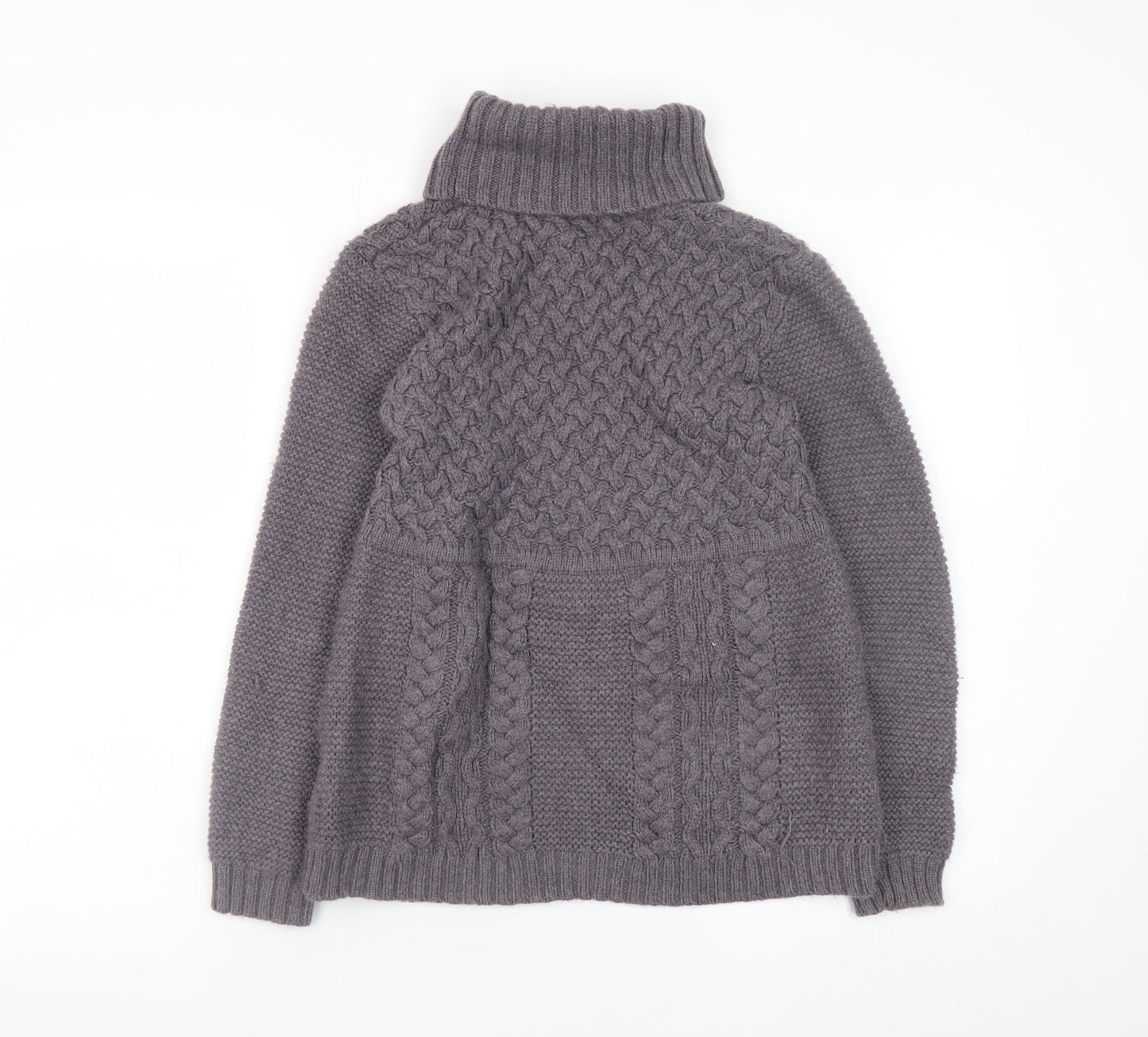 Boden Women’s Grey Roll Neck Chunky-Knit Wool Jumper Size 14