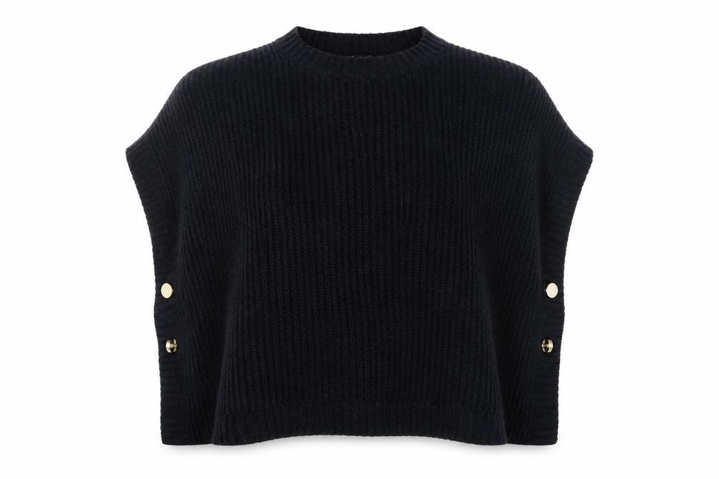 Armani Jeans Women's Black Wool Blend Cape Jumper L