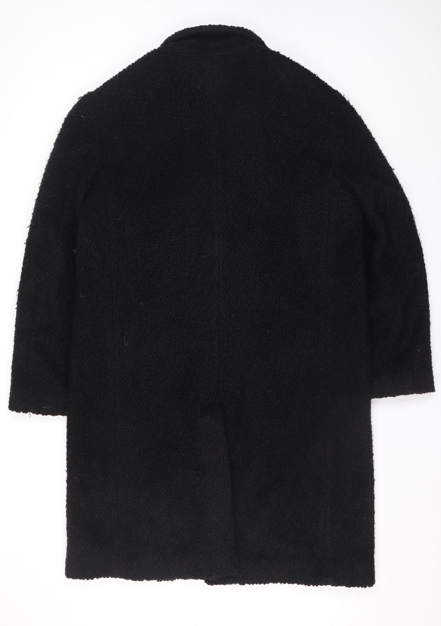 Zara Man Black Wool Blend Mens Mid-Length Overcoat L