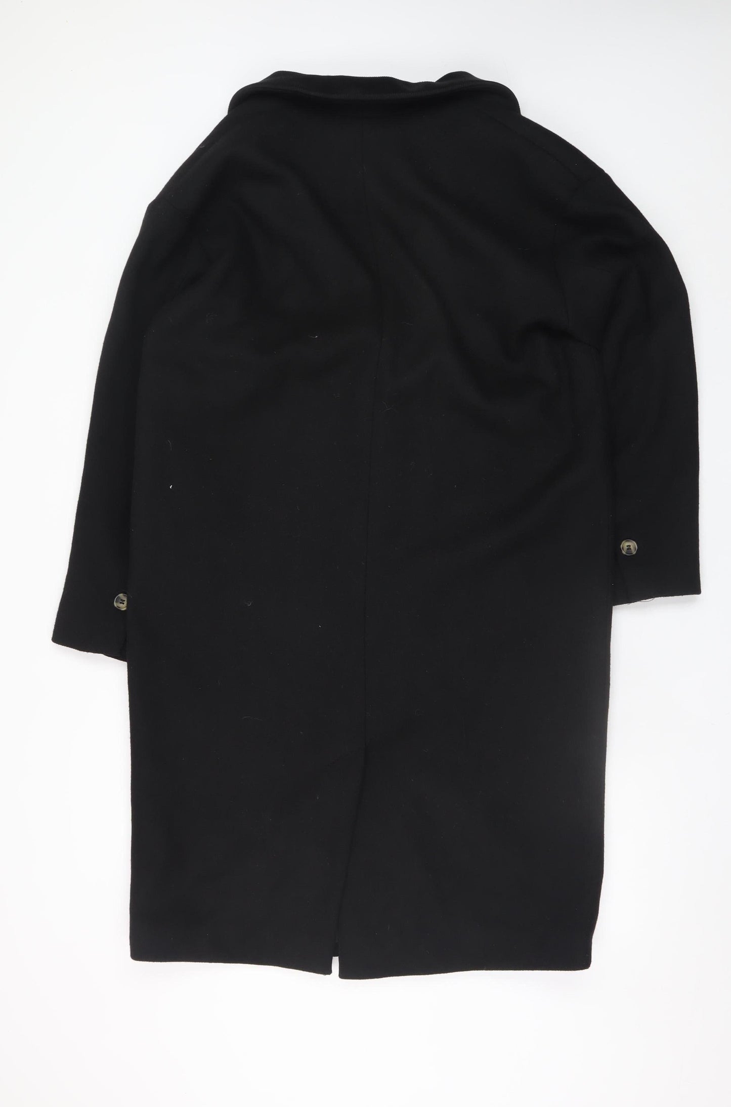 H&M Women's Black Long Wool Blend Overcoat Size 8