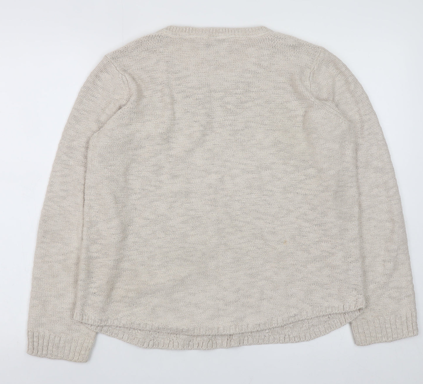 Marks and Spencer Women Beige Cable Knit Cotton Jumper Size 12