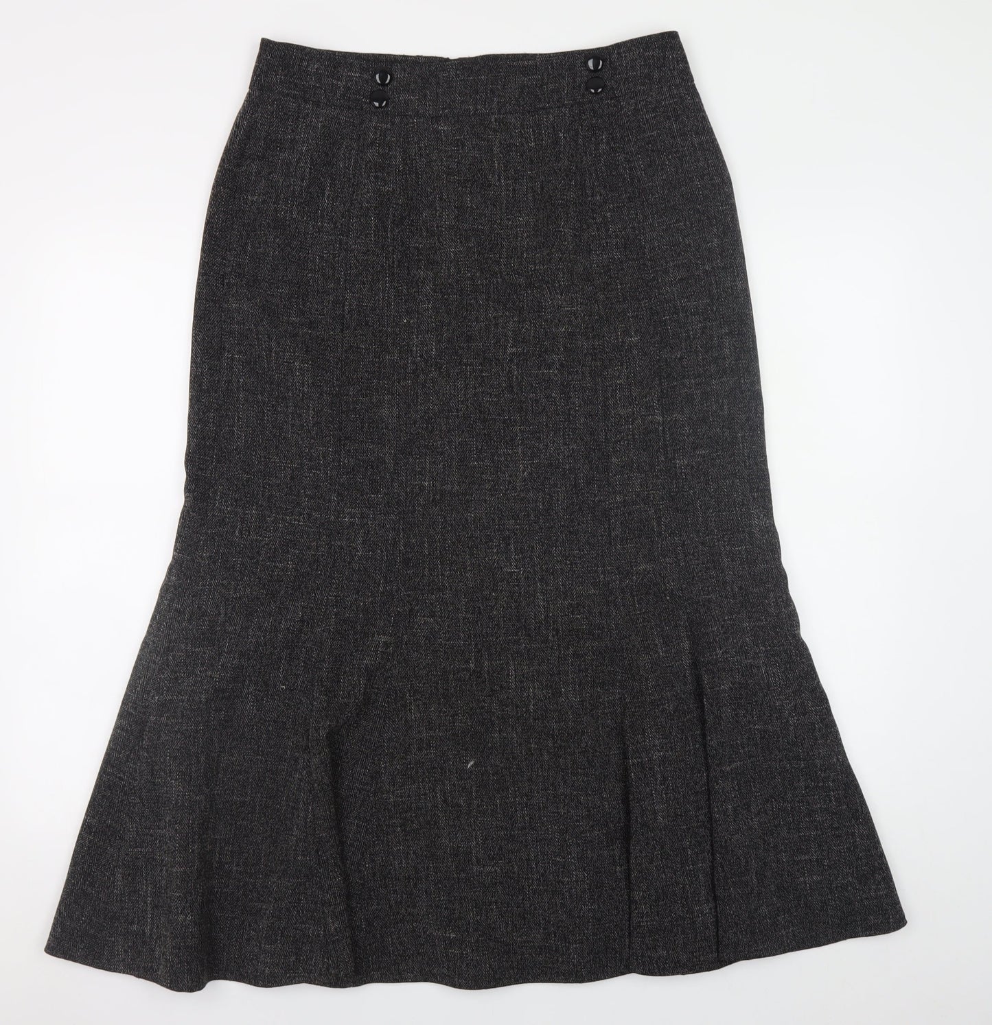 Viyella Women's Grey Midi Trumpet Skirt Size 12 Polyester Blend
