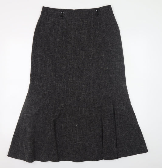 Viyella Women's Grey Midi Trumpet Skirt Size 12 Polyester Blend