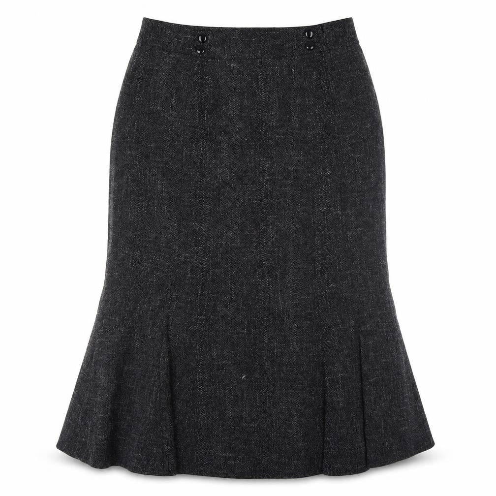 Viyella Women's Grey Midi Trumpet Skirt Size 12 Polyester Blend