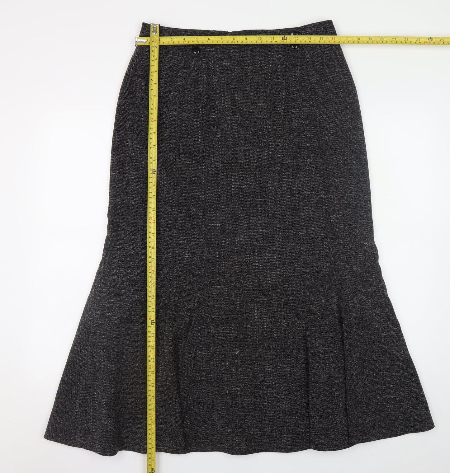Viyella Women's Grey Midi Trumpet Skirt Size 12 Polyester Blend