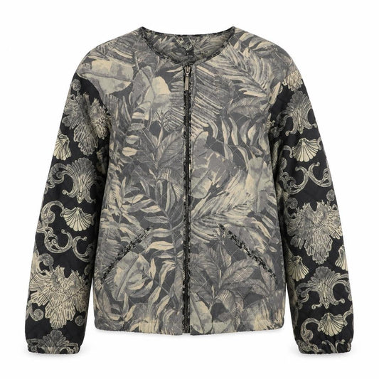 H&M Womens Grey Floral Quilted Bomber Jacket Size 6