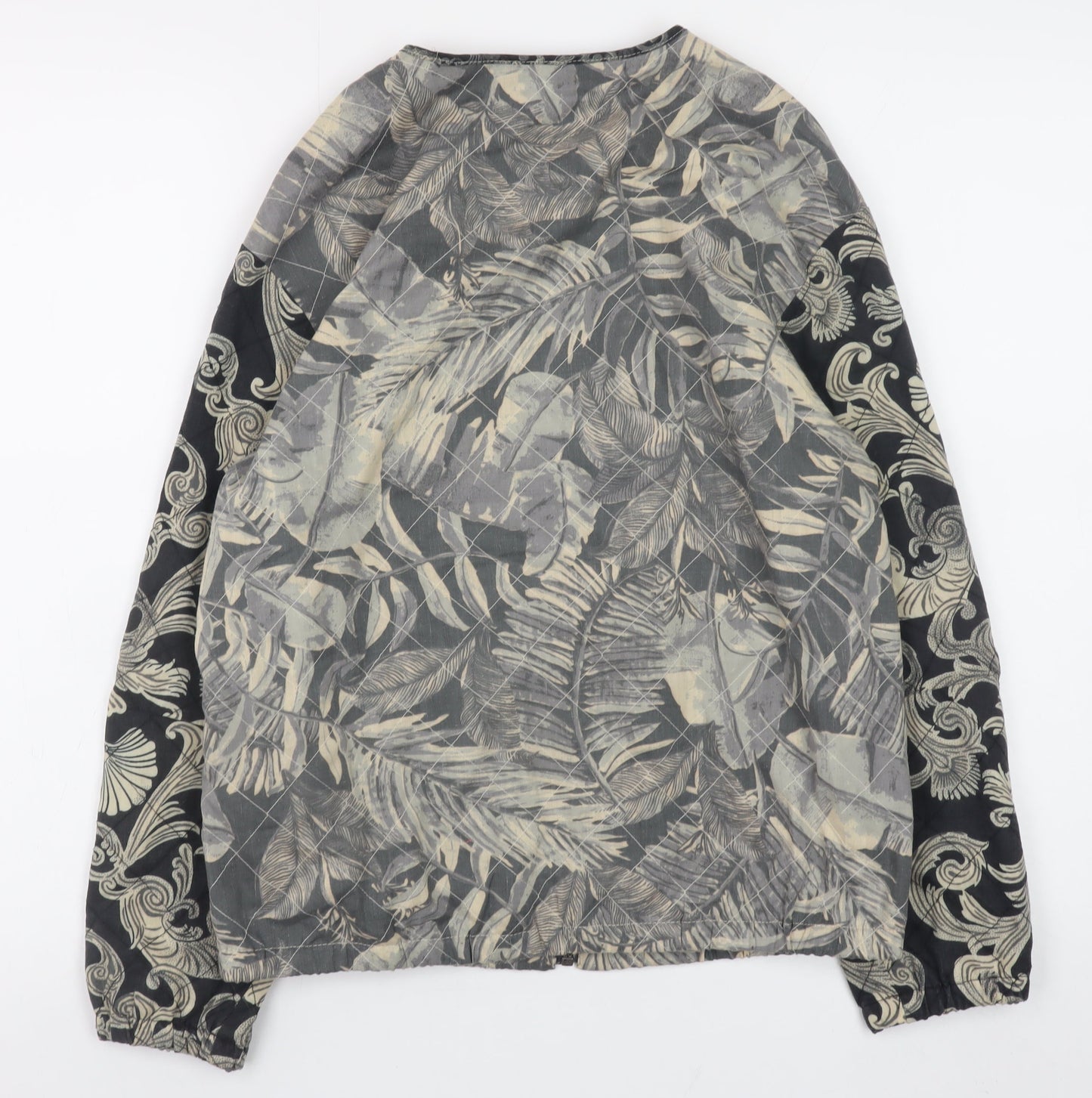 H&M Womens Grey Floral Quilted Bomber Jacket Size 6