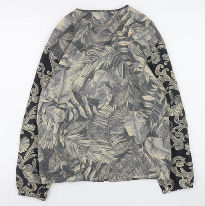 H&M Womens Grey Floral Quilted Bomber Jacket Size 6