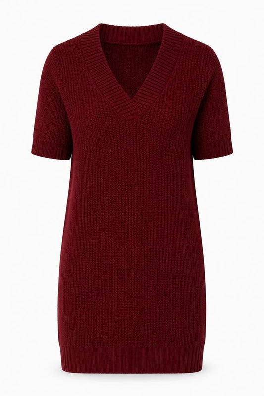 Threadbare Women’s Red Knit V-Neck Jumper Dress Size 10
