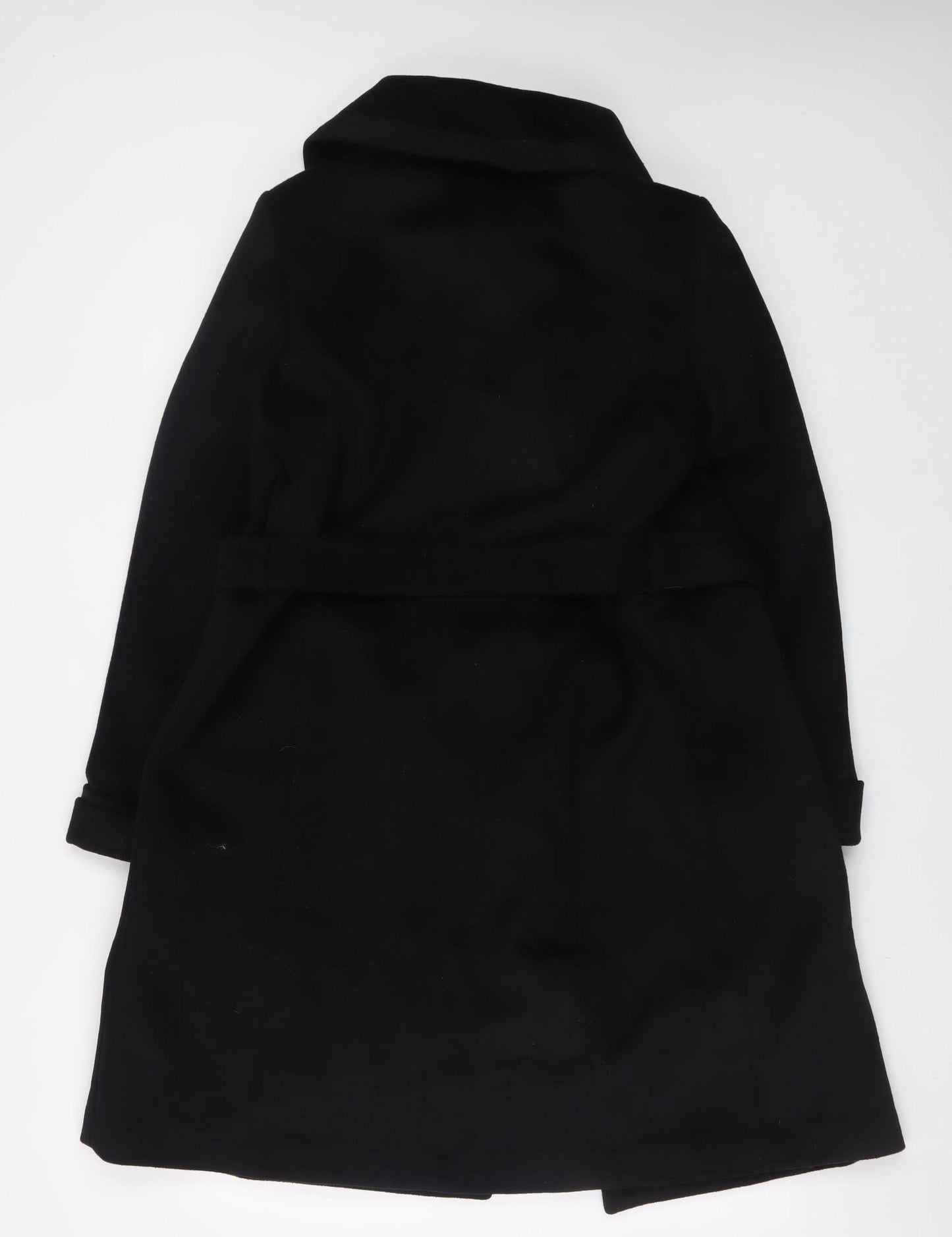 Marks and Spencer Womens Black Wool Blend Belted Trench Coat Size 12