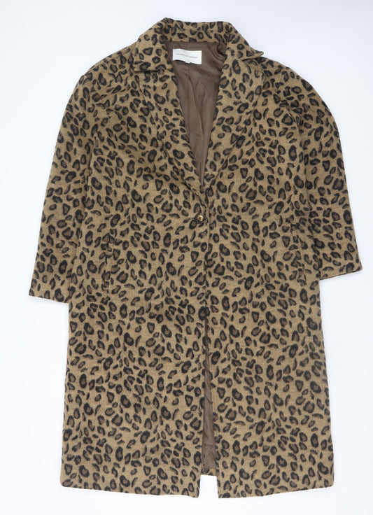 Cupcakes and Cashmere Women's Brown Leopard Long Wool Coat M