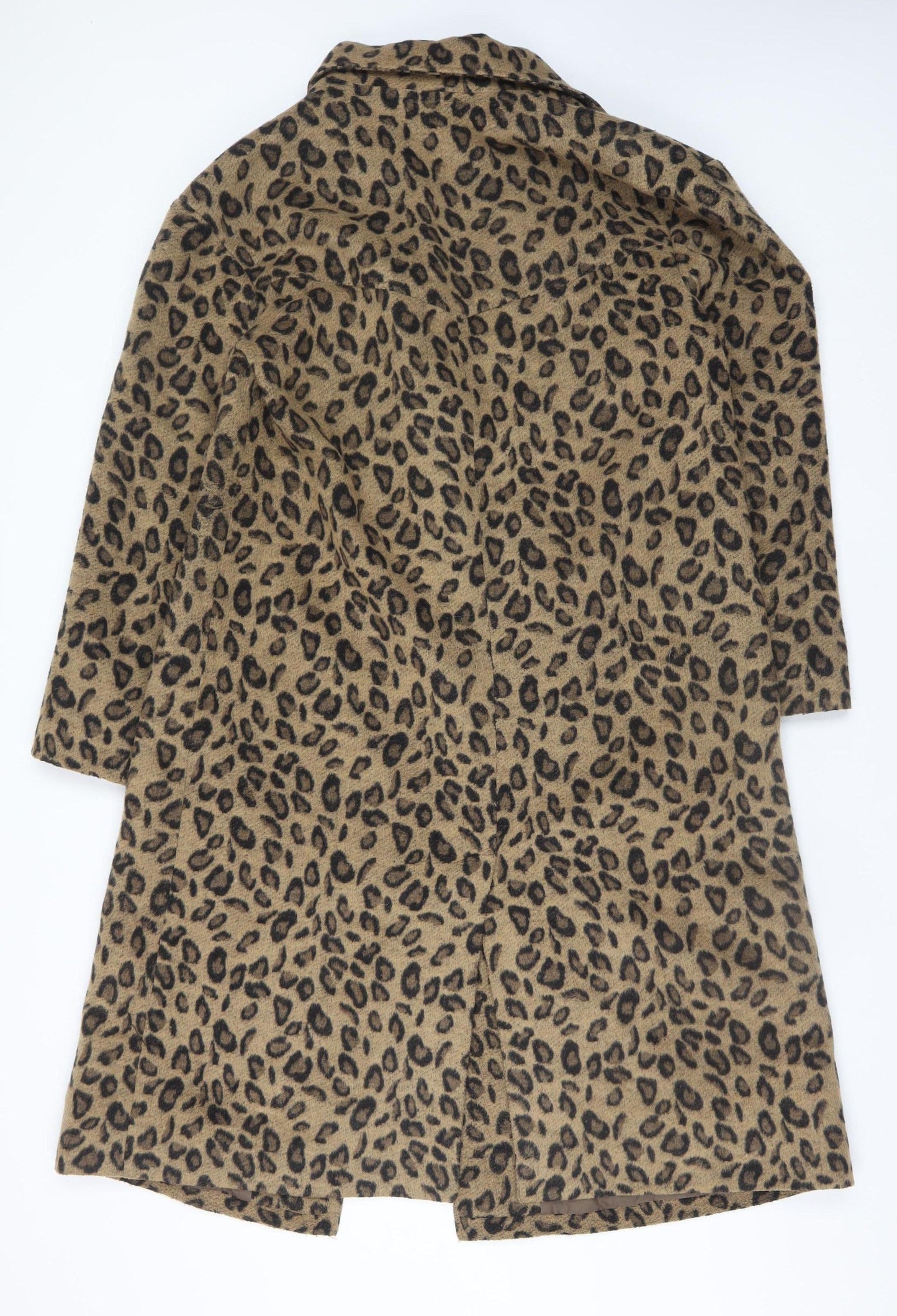 Cupcakes and Cashmere Women's Brown Leopard Long Wool Coat M