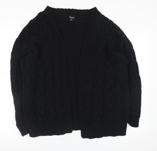 Boohoo Women’s Black Cable Knit Open Front Cardigan S