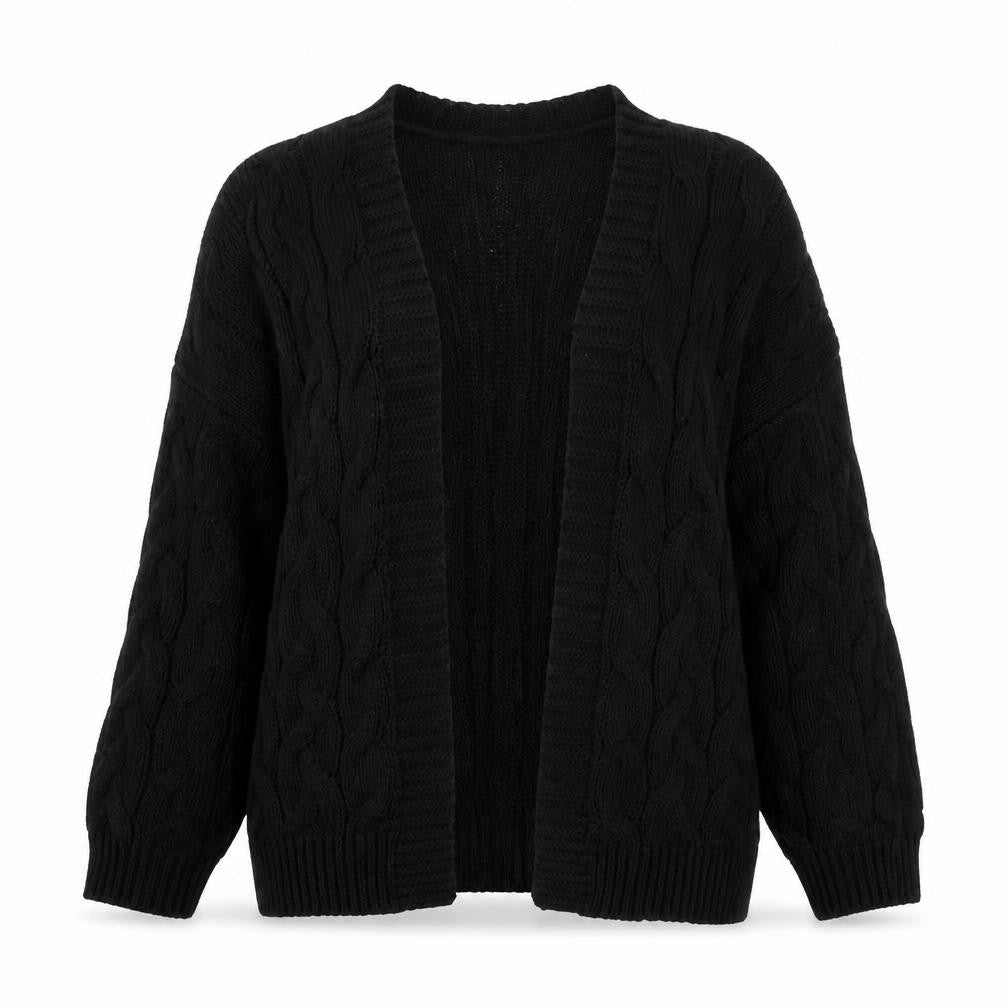 Boohoo Women’s Black Cable Knit Open Front Cardigan S
