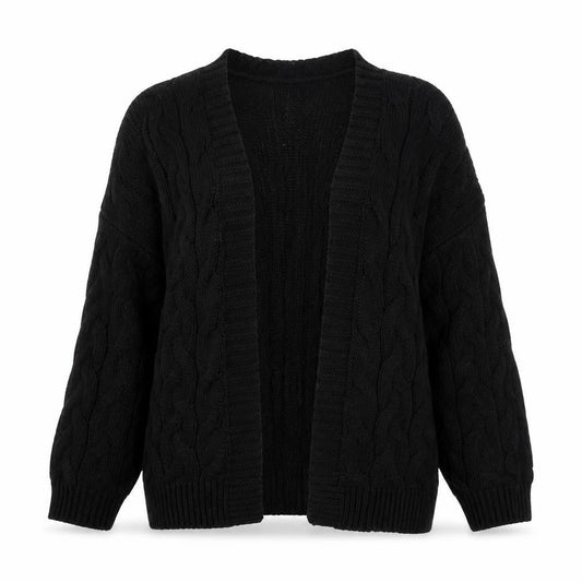 Boohoo Women’s Black Cable Knit Open Front Cardigan S