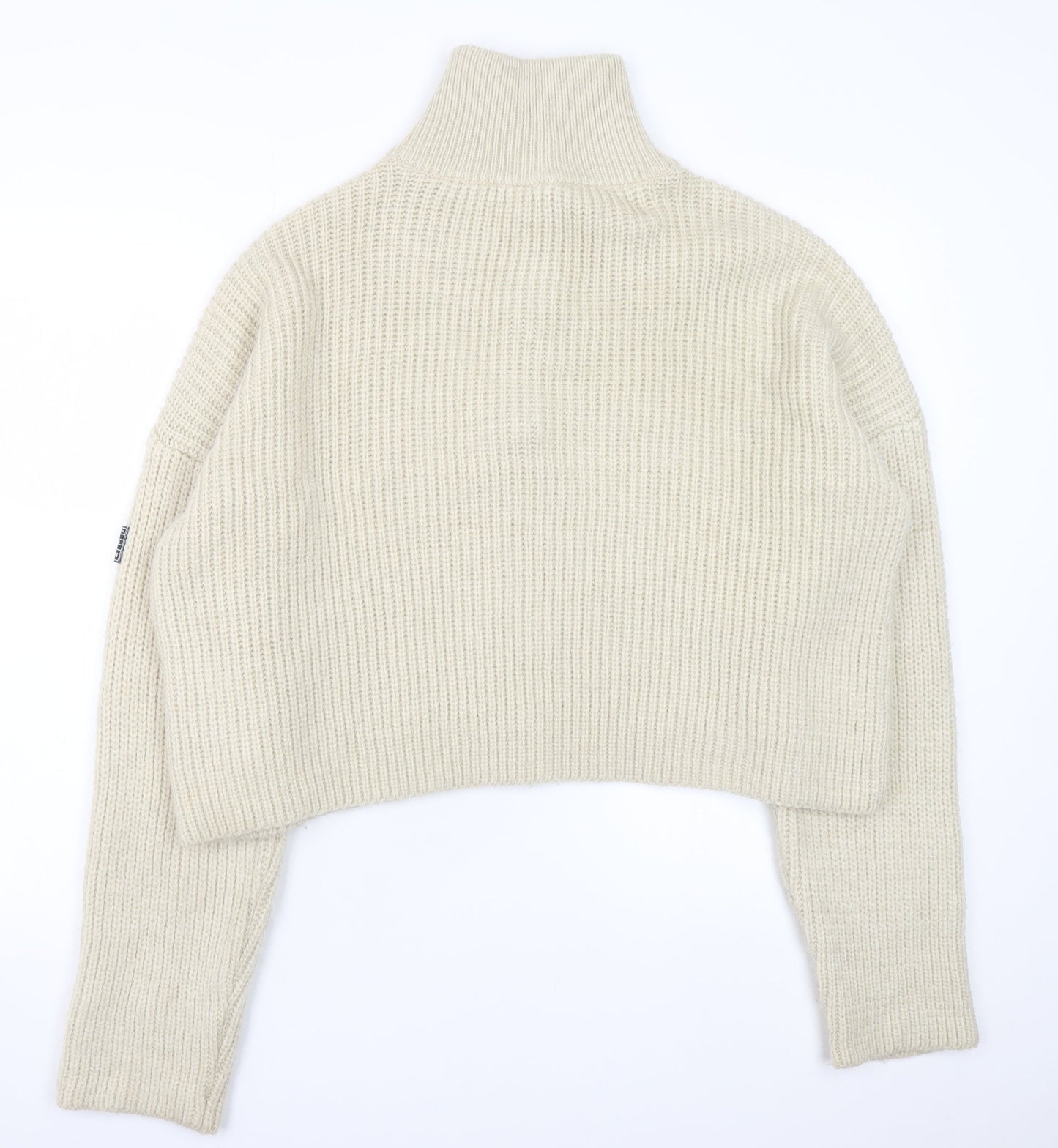Urban Outfitters Women Ivory Chunky Knit Half Zip Jumper Size M