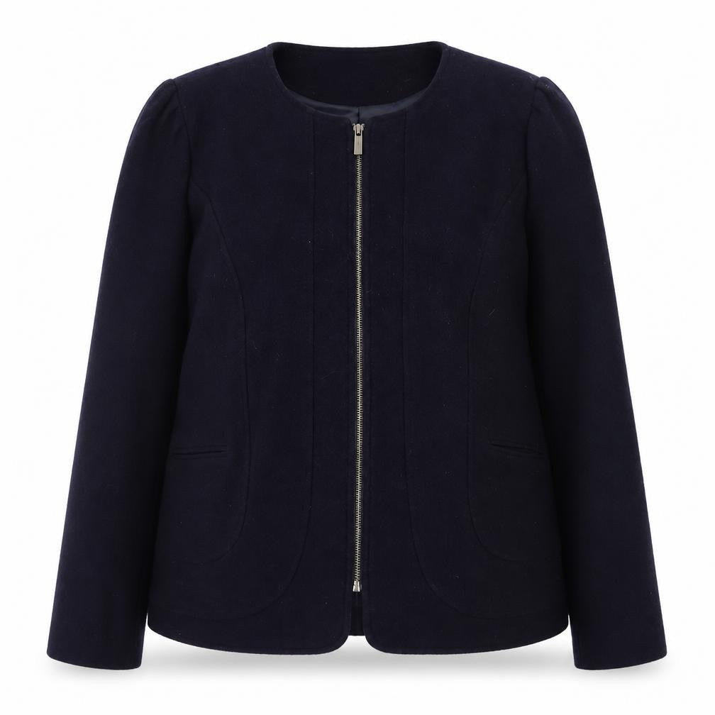 Gharani Strok Women Blue Wool Zip Jacket Size 16 Classic Style