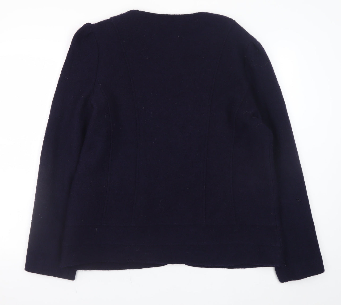Gharani Strok Women Blue Wool Zip Jacket Size 16 Classic Style