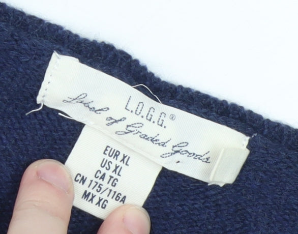 L.O.G.G. Women’s Blue Crew Neck Cotton Blend Pullover Jumper Size 16