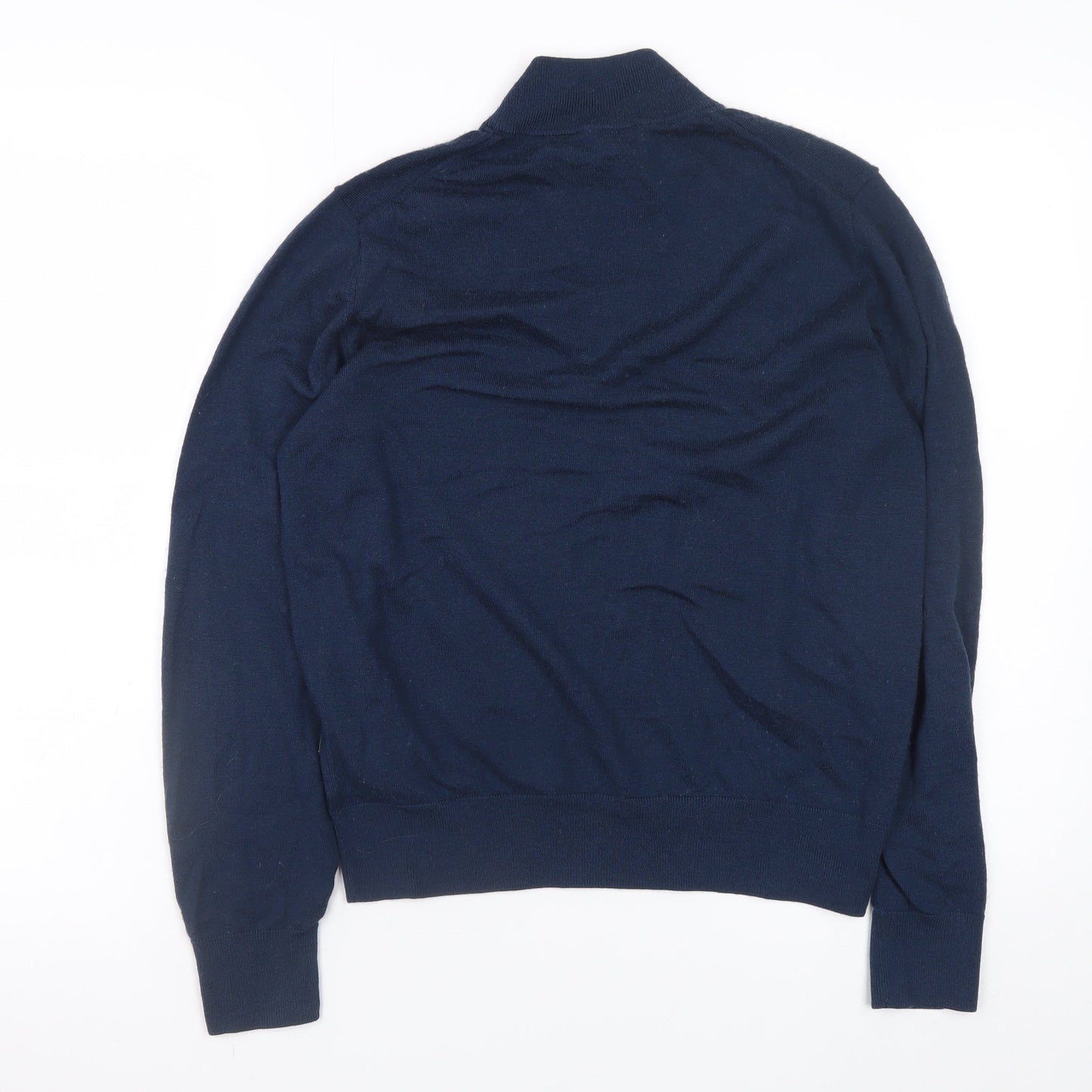 Uniqlo Men's Blue Wool Roll Neck Jumper Size S