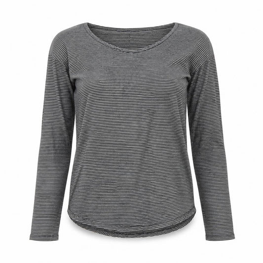 FatFace Womens Black Striped Long Sleeve Cotton Jersey Top Size 8