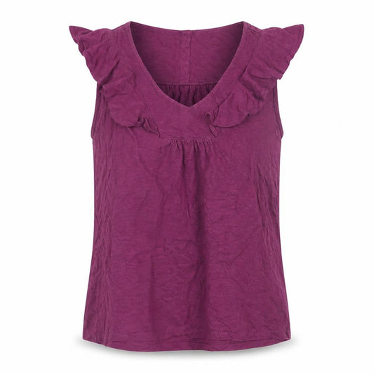 FatFace Women's Purple Ruffle Sleeveless Tunic Blouse Size 8