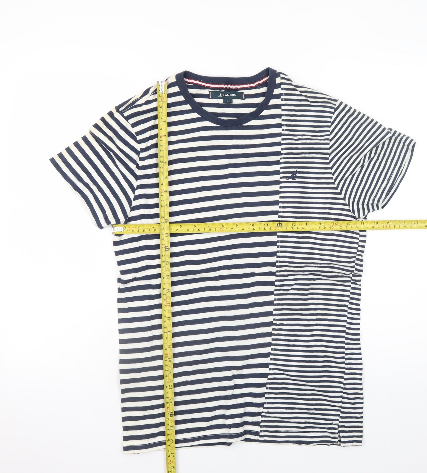 Kangol Women's Blue Striped Short Sleeve Cotton T-Shirt Size M