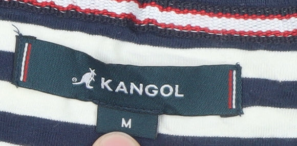 Kangol Women's Blue Striped Short Sleeve Cotton T-Shirt Size M