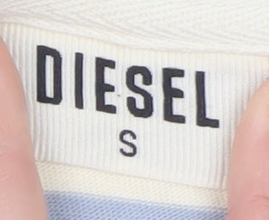 Diesel Womens Blue Striped Cotton Short Sleeve T-Shirt Size S