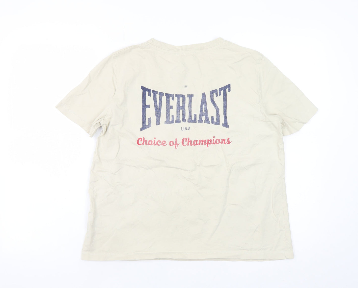 Everlast Women Beige Cotton Short Sleeve Basic T-Shirt M
