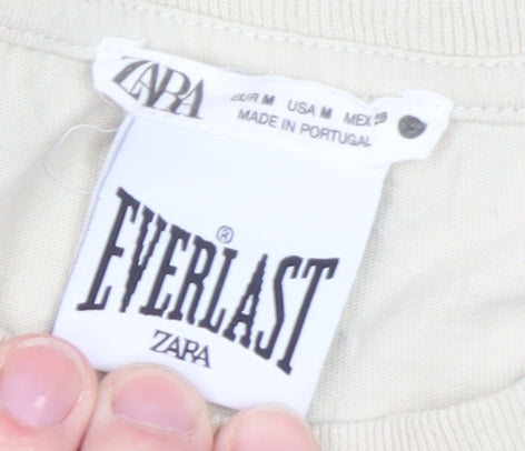 Everlast Women Beige Cotton Short Sleeve Basic T-Shirt M