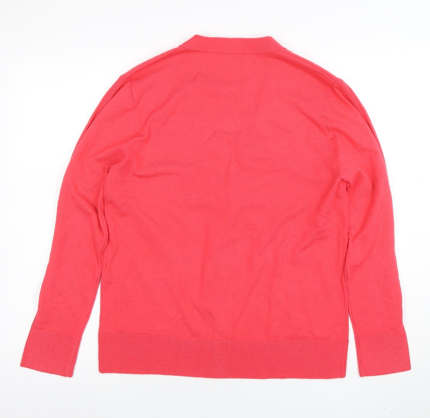 Barbara Lebek Women's Pink V-Neck Button Knit Cardigan Size 14