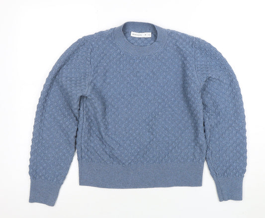 Warehouse Women’s Blue Cable Knit Crew Neck Jumper Size M