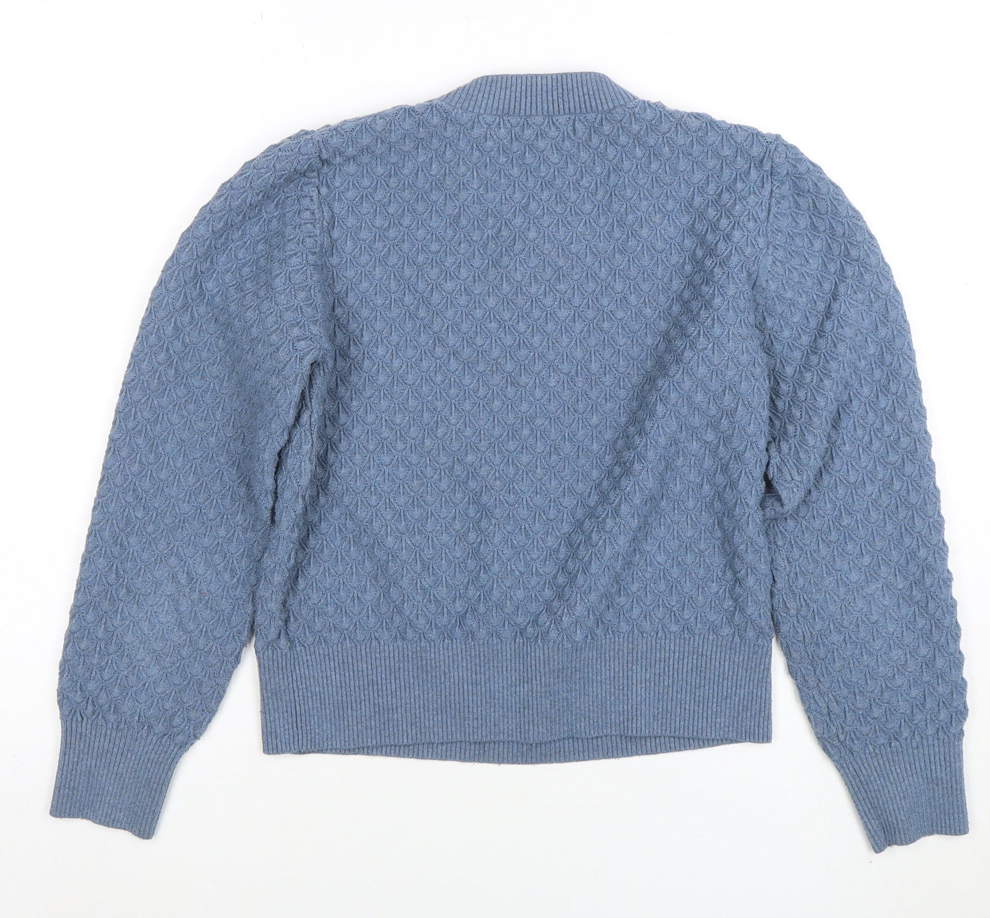 Warehouse Women’s Blue Cable Knit Crew Neck Jumper Size M