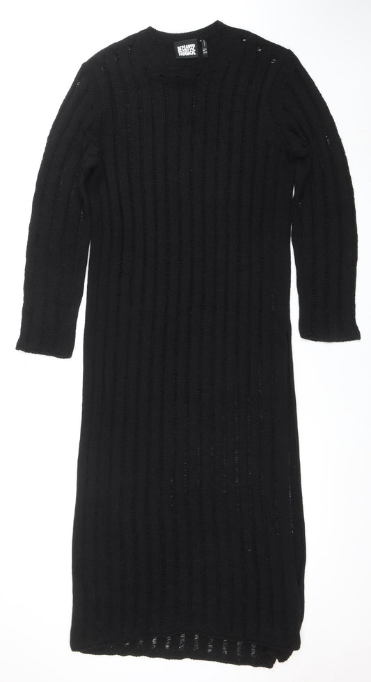 Reclaimed Vintage Women’s Black Long Sleeve Knit Bodycon Midi Dress Size 10