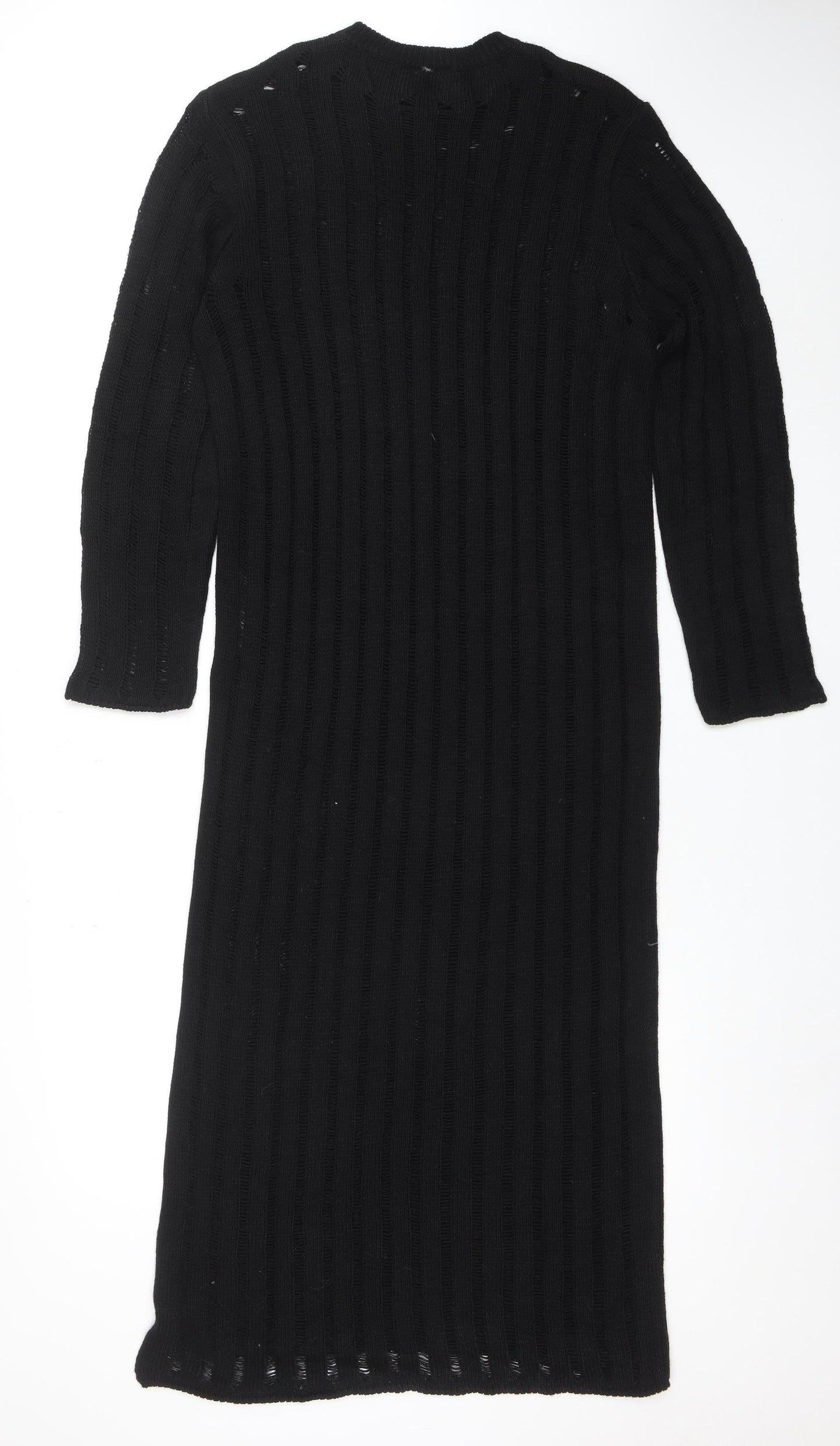 Reclaimed Vintage Women’s Black Long Sleeve Knit Bodycon Midi Dress Size 10