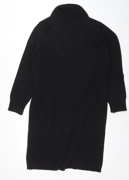 Additional front view of Betty Jackson Studio women’s black wool blend collared cardigan l