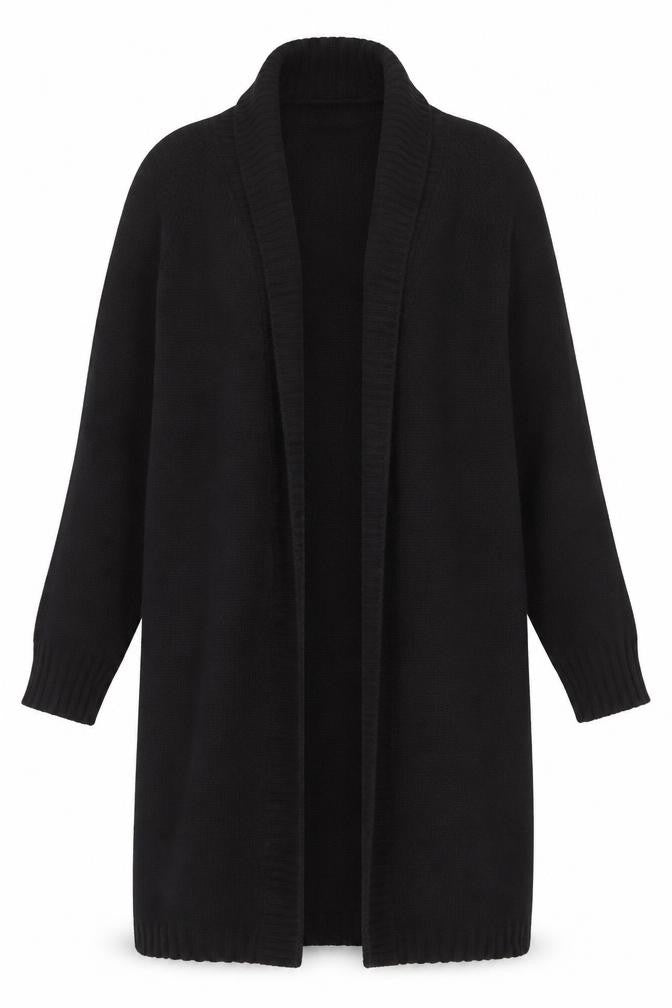 Betty Jackson Studio Womens Black Wool Blend Collared Cardigan L