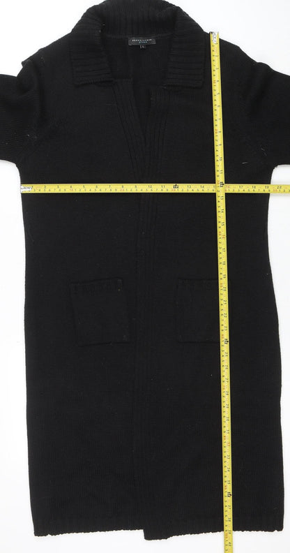Back view of Betty Jackson Studio women’s black wool blend collared cardigan l