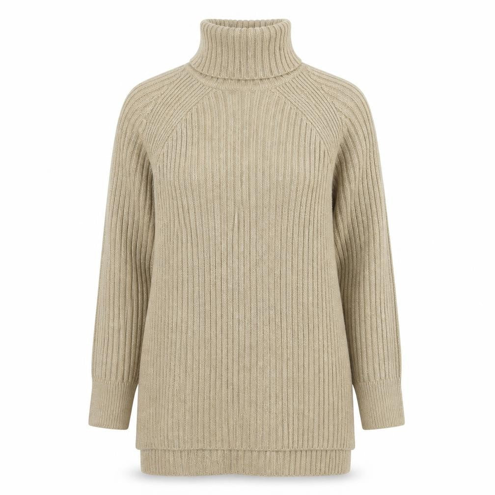Marks & Spencer Women’s Beige Wool Roll Neck Tunic Jumper Size M