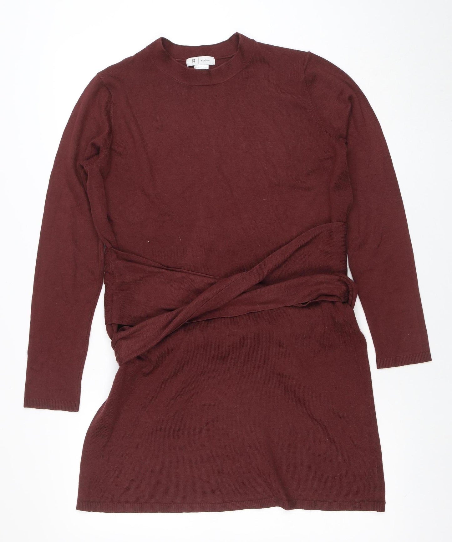 R Edition Womens Brown Long Sleeve Belted Cardigan Size 12