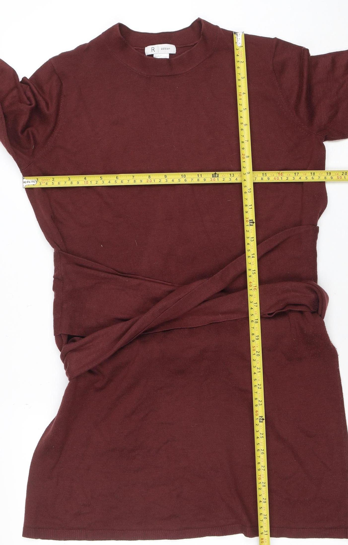R Edition Womens Brown Long Sleeve Belted Cardigan Size 12