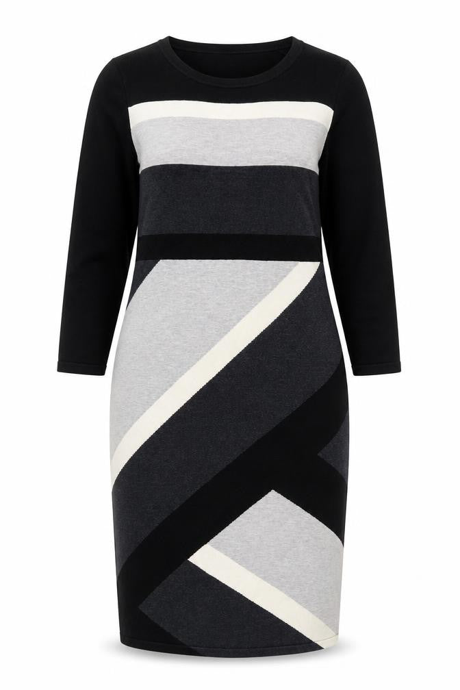 Next Women's Black Geometric Knit Jumper Size 12 Round Neck