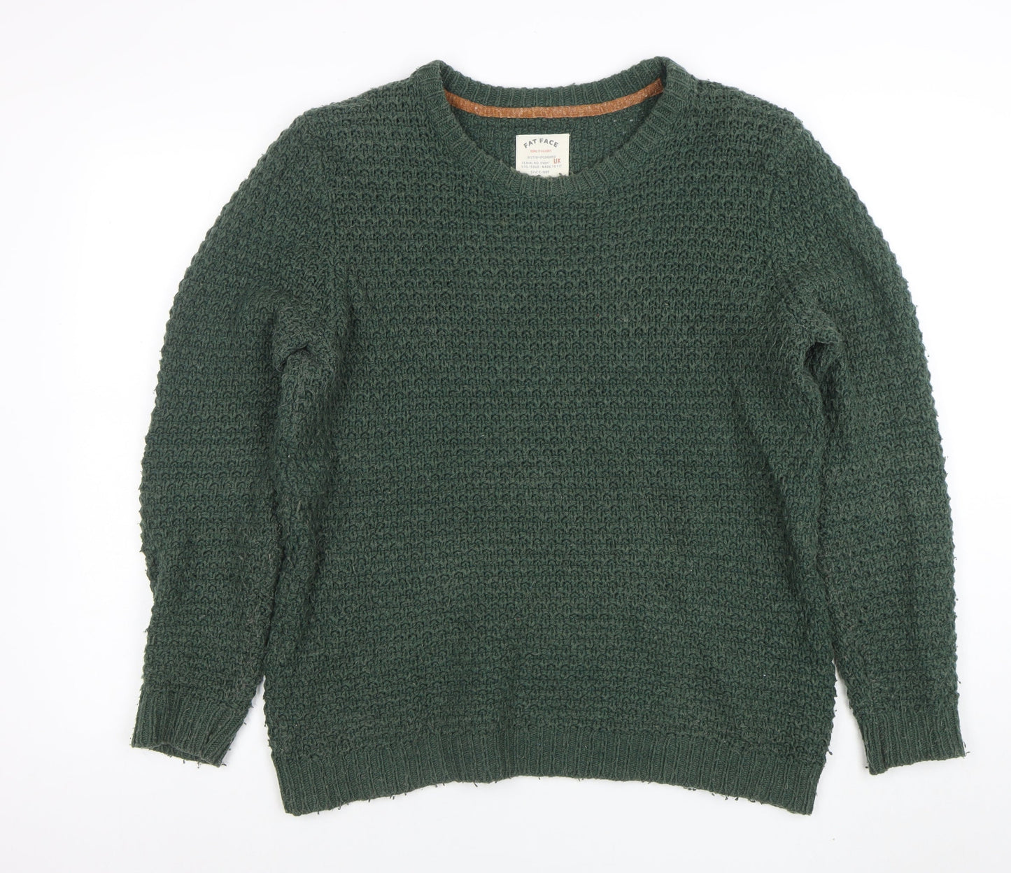 Fat Face Women's Green Knit Waffle Jumper Size M Pullover