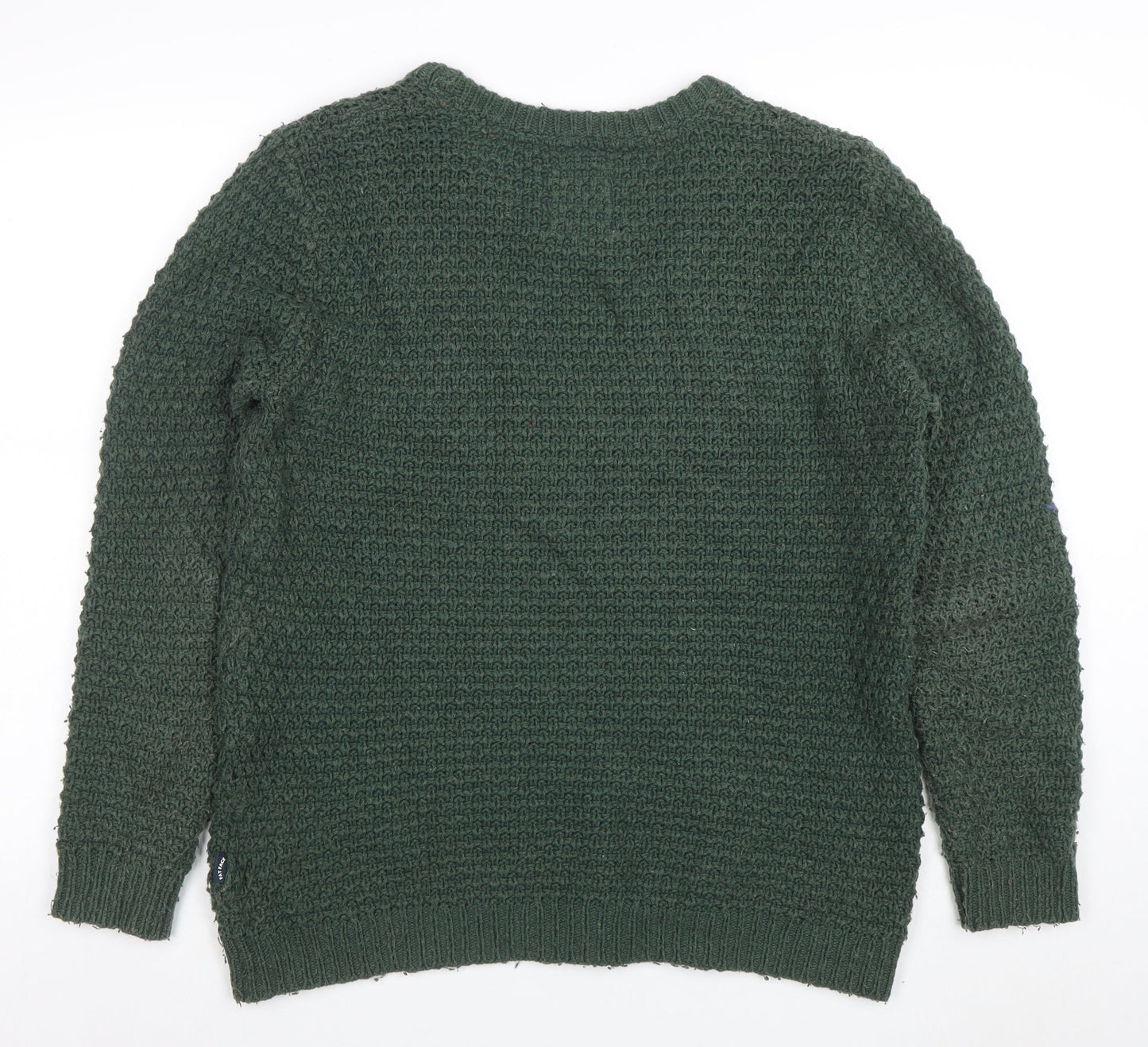 Fat Face Women's Green Knit Waffle Jumper Size M Pullover