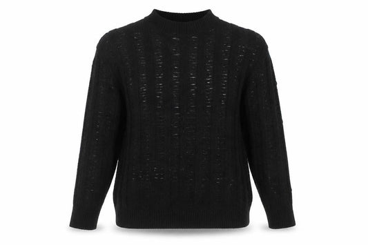 Boohoo Women's Black Open-Knit Mock Neck Long Sleeve Jumper Size M