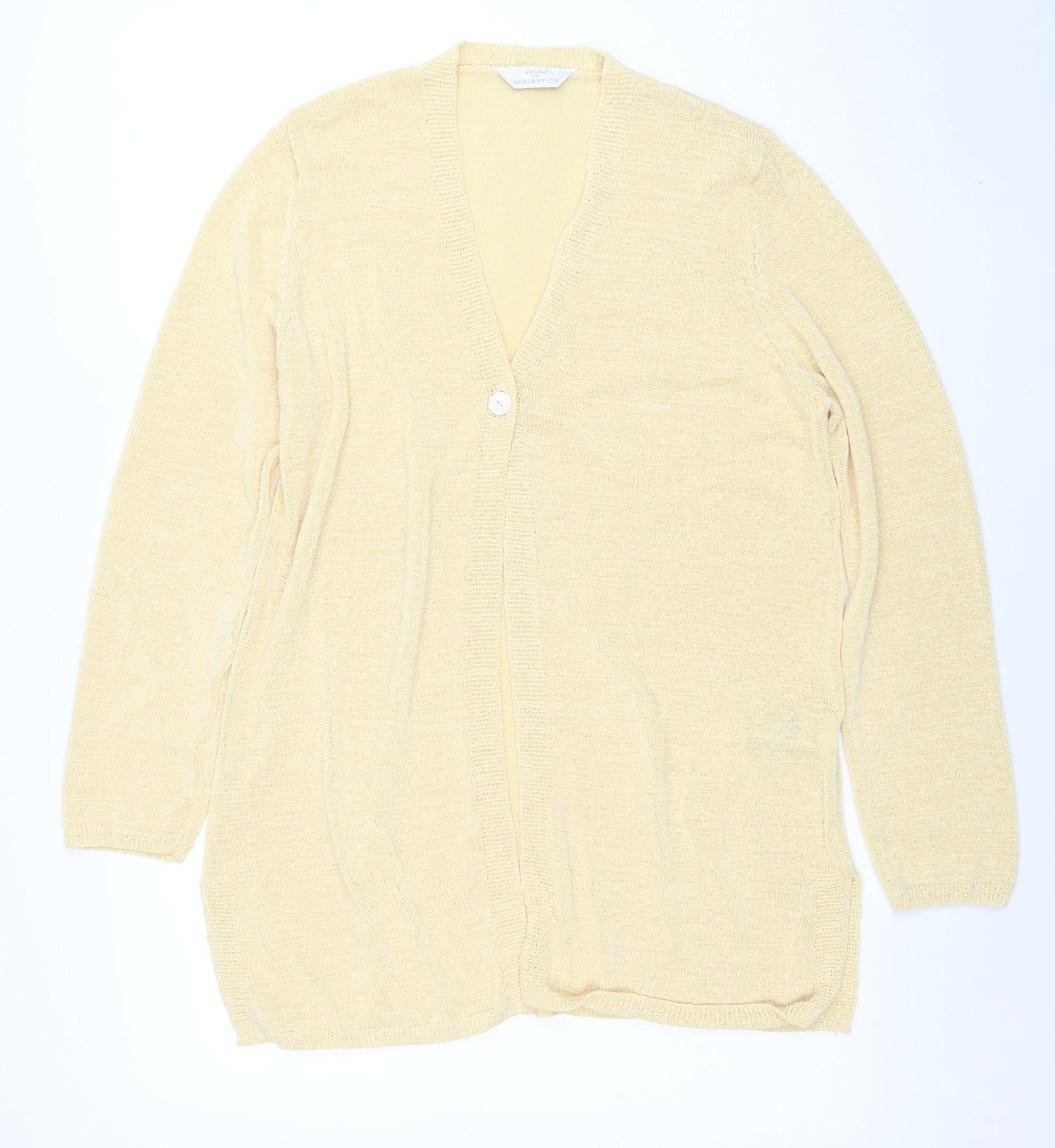 Marks and Spencer Women’s Beige Size 16 V-Neck Knit Cardigan