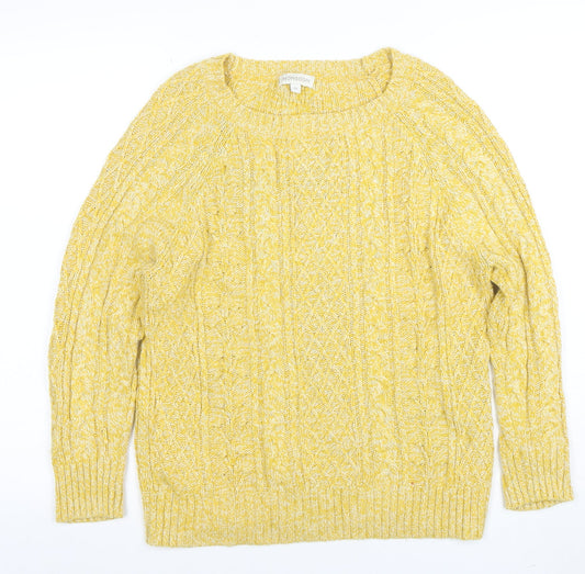 Monsoon Women’s Yellow Cable-Knit Cotton Blend Jumper Size M