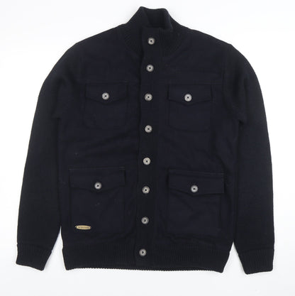 Old Boys Network Men's Black Stand-Up Collar Bomber Jacket Size S