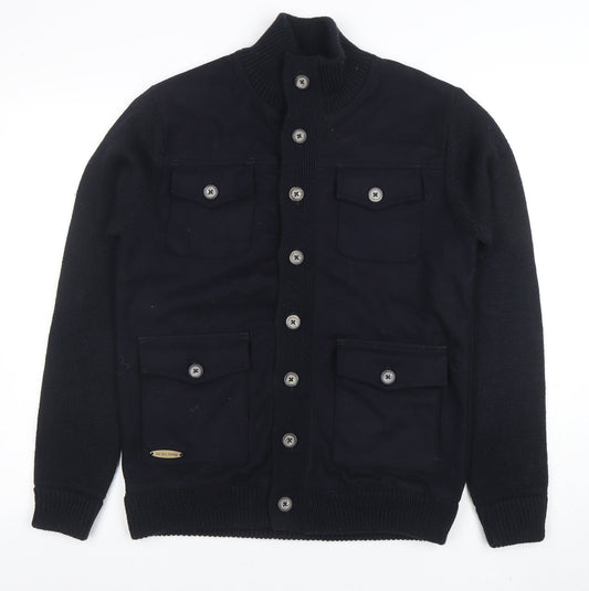 Old Boys Network Men's Black Stand-Up Collar Bomber Jacket Size S